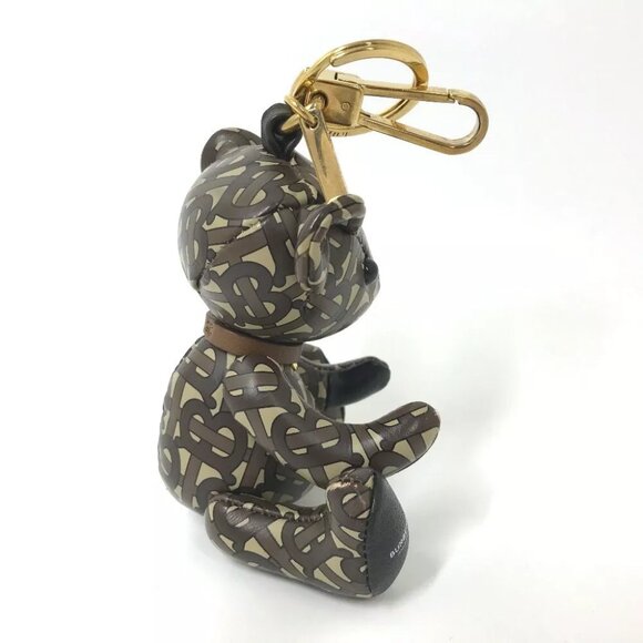 BURBERRY Total logo TB Thomas Bear Bag Charm Bear Key Holder Leather Brown
